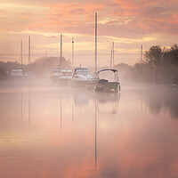 Buy canvas prints of Misty River Frome Sunrise by David Semmens