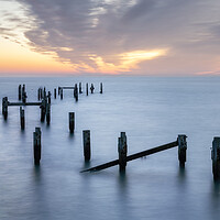 Buy canvas prints of Swanage Old Pier at Sunrise by David Semmens