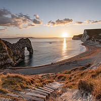 Buy canvas prints of Durdle Door Sunset  by David Semmens