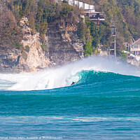 Buy canvas prints of Surfer riding that pipe by James Aston