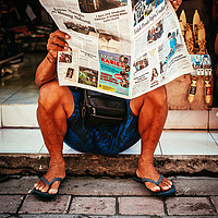 Buy canvas prints of Morning News Bali Style by James Aston