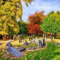 Buy canvas prints of Autumn Colours in Cemetery by Nigel Draper