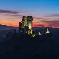 Buy canvas prints of Corfe Castle sunset by keith mitchell