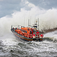 Buy canvas prints of Lifeboat Grace Darling battling the Waves. by Stephen Perry