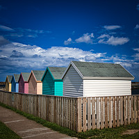 Buy canvas prints of Colourful Beach Huts at Amble in Northumberland by Phil Page