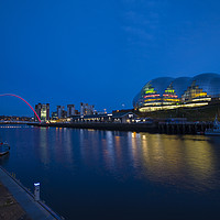Buy canvas prints of Gateshead & Newcastle Quayside in the Blue Hour by Phil Page