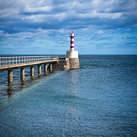 Buy canvas prints of Amble Pier Lighthouse in Northumberland by Phil Page