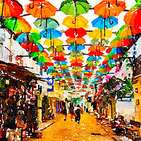 Buy canvas prints of Umbrella Street by Phil Page
