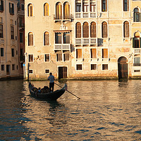 Buy canvas prints of Silhouette of a gondola in evening sun by Andrew Michael