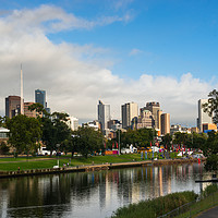 Buy canvas prints of Melbourne city skyline of the Yarra river by Andrew Michael