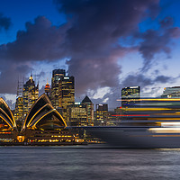 Buy canvas prints of Ship on Sydney harbour at dusk by Andrew Michael