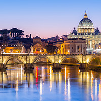 Buy canvas prints of St Peter's Cathedral and Vatican city seen at dusk by Andrew Michael