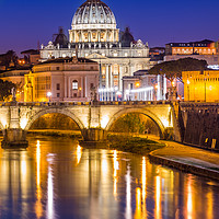 Buy canvas prints of St Peter's Cathedral and Vatican city seen at dusk by Andrew Michael