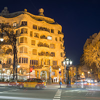 Buy canvas prints of Gaudi's Casa Mila at night by Andrew Michael