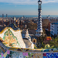 Buy canvas prints of Park Guell houses by Andrew Michael