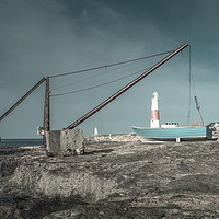 Buy canvas prints of Stone quarry crane at Portland Bill by Andrew Michael