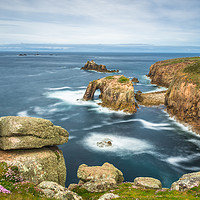 Buy canvas prints of Enys Dodnan and the Armed Knight at Lands End by Andrew Michael