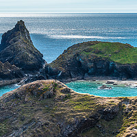 Buy canvas prints of Lone photographer on the rocks at Kynance Cove 2 by Andrew Michael