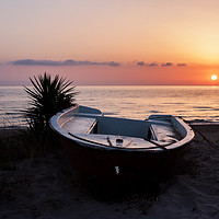 Buy canvas prints of Morning sun with boat by Christine Seiffert