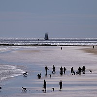 Buy canvas prints of Beach Scene reminiscent of Lowry by Geoff Walker