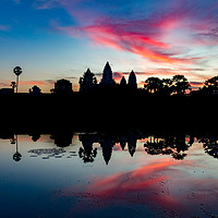 Buy canvas prints of Pink sunrise at Angkor Wat by Claire Turner