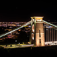 Buy canvas prints of Clifton suspension bridge by night by Claire Turner