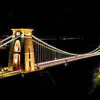 Buy canvas prints of Clifton suspension bridge with moon by Claire Turner