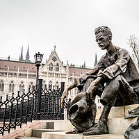 Buy canvas prints of Attila Jozsef statue in Budapest by Claire Turner