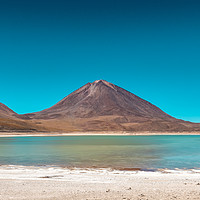 Buy canvas prints of Licancabur and the Green Lake by Claire Turner