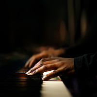 Buy canvas prints of Hands playing piano close-up by Johan Swanepoel