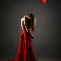 Buy canvas prints of Sad woman in red by Johan Swanepoel