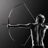 Buy canvas prints of Male archer drawing long bow by Johan Swanepoel