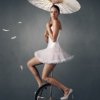 Buy canvas prints of Lady on a unicycle by Johan Swanepoel