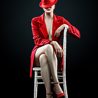 Buy canvas prints of Woman in red by Johan Swanepoel