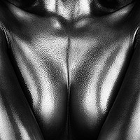Buy canvas prints of Female nude silver oil close-up 2 by Johan Swanepoel