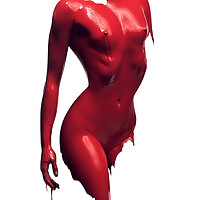 Buy canvas prints of Woman body red paint by Johan Swanepoel