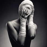Buy canvas prints of Woman in bandages by Johan Swanepoel