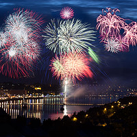 Buy canvas prints of Fireworks over Derry City  by Ciaran Craig