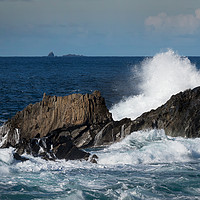 Buy canvas prints of Waves crash against jagged rocks at Malin Head  by Ciaran Craig