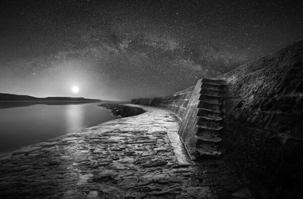 The Cobb and The Milky Way B&W Picture Board by David Neighbour