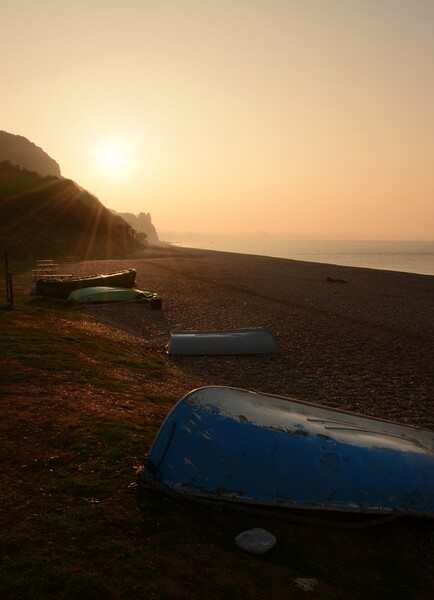 Branscombe Boats Portrait Picture Board by David Neighbour