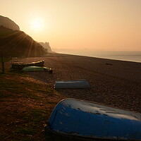 Buy canvas prints of Branscombe Boats Portrait by David Neighbour