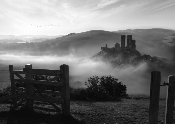 Corfe Gateway Black and White Picture Board by David Neighbour