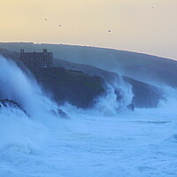 Buy canvas prints of Storm Eunice - Porthleven Waves by David Neighbour