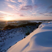 Buy canvas prints of Pilsdon Pen Snowy Sunset by David Neighbour