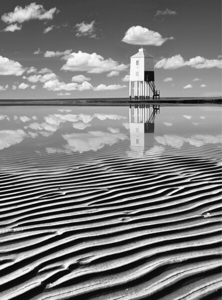 Low Lighthouse Black and White Picture Board by David Neighbour