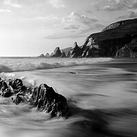 Buy canvas prints of Westcombe Surf Black and White by David Neighbour