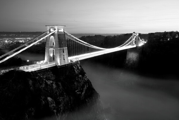 Clifton Suspension Bridge - B&W Picture Board by David Neighbour