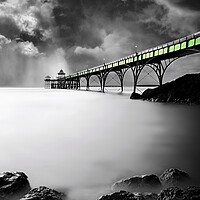 Buy canvas prints of Clevedon Pier - Selectively Coloured by David Neighbour