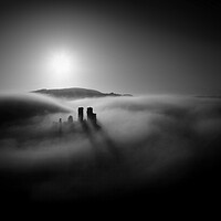 Buy canvas prints of Corfe in the Spotlight - B&W by David Neighbour
